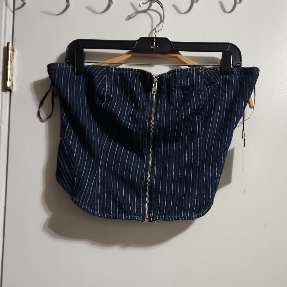 Striped Denim Corset Top